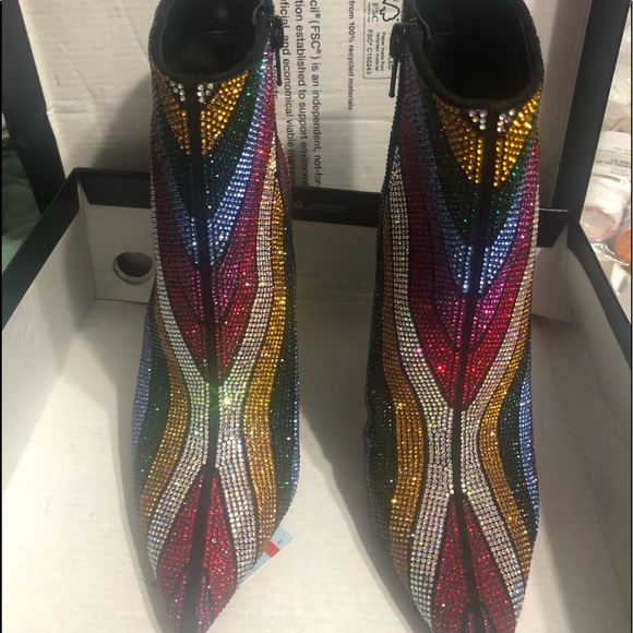 Multi Colored Sparkle Ankle Boots Size 5 1/2 by Inc - Picture 3 of 4